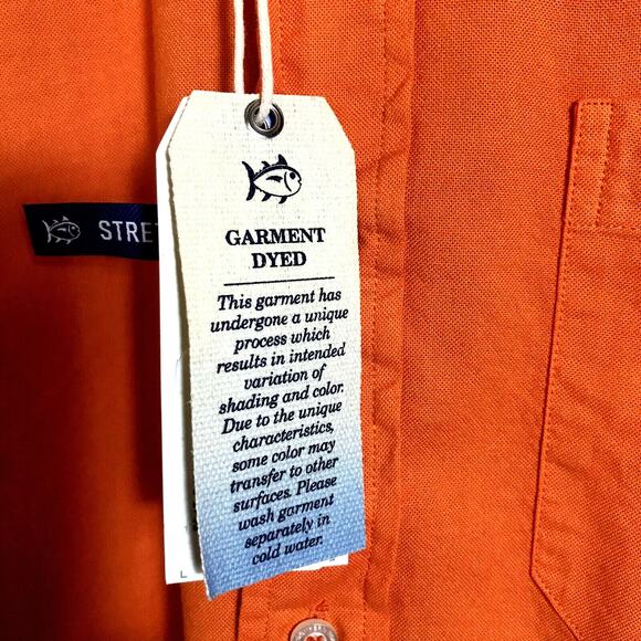 SOUTHERN TIDE Tango Orange Garment Dyed Button-Up Shirt Mens Size Small NEW - Picture 4 of 6